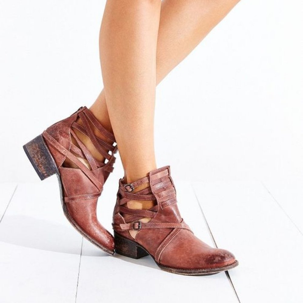 Freebird Stair Booties in Cognac